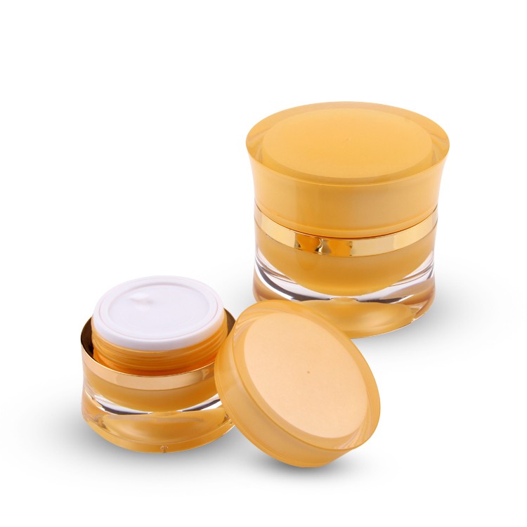 MJ014 Yellow acrylic jars double wall cosmetic packaging