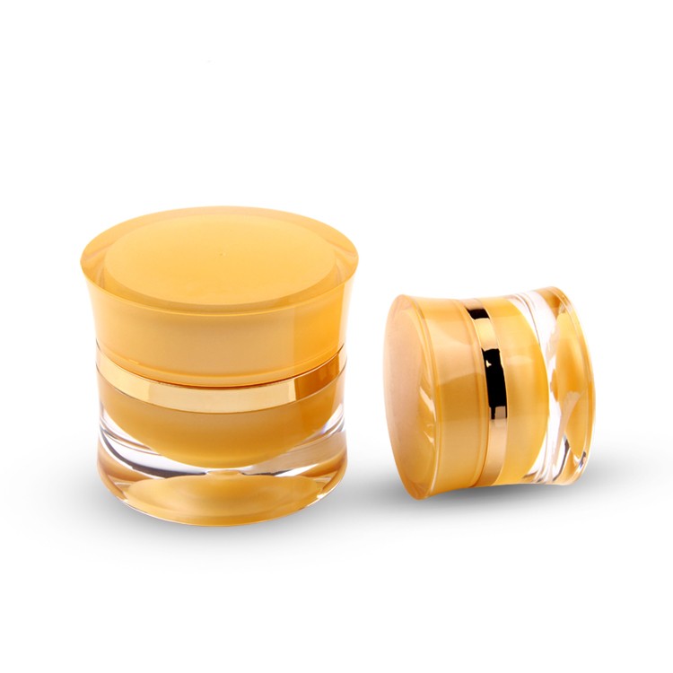 MJ014 Pots en acrylique jaune emballage cosmétique à double paroi