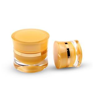 Envase cosmético de pared doble de tarros de acrílico amarillo MJ014