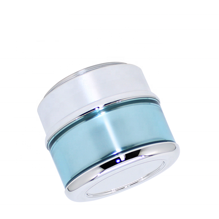 MJ016 Blue round acrylic containers with silver cap