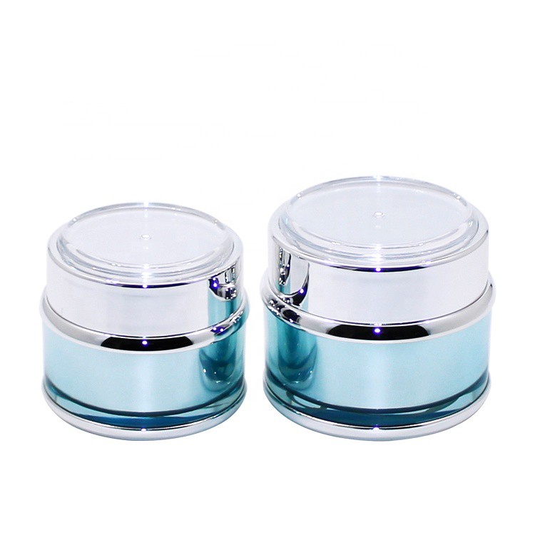 MJ016 Blue round acrylic containers with silver cap