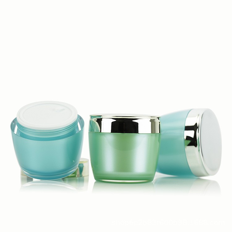 MJ021 Acrylic double wall cosmetic jars with silver cap