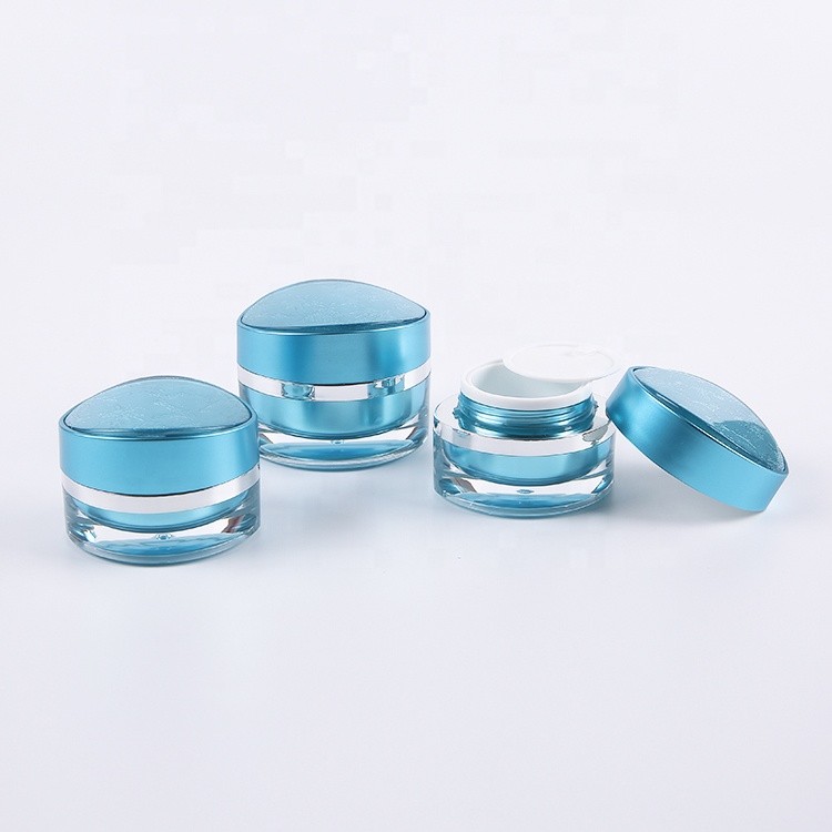 MJ026 Blue triangle acrylic cosmetic jars special shape