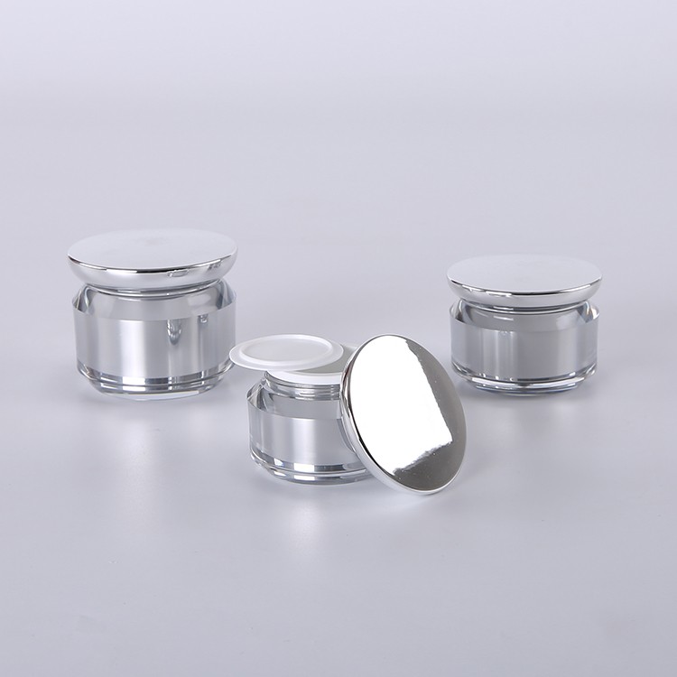 MJ028 Acrylic shiny silver beauty packaging jars