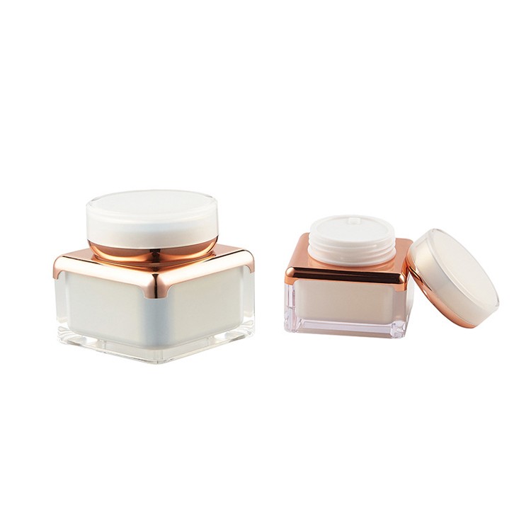 MJ030 White acrylic square cosmetic bottles and jars