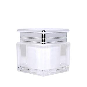 MJ031 Acrylic cosmetic jars and silver square top