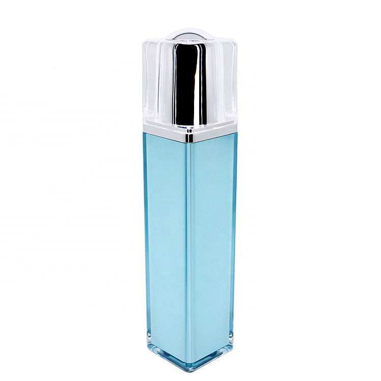 MB002 Blue acrylic square personal care packaging bottles