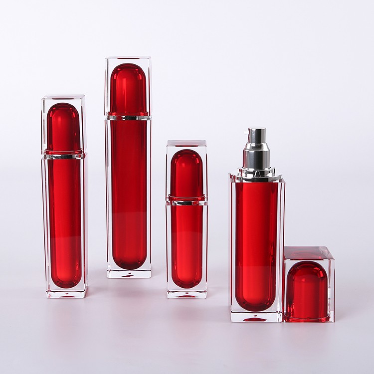 MB006 Red square acrylic beauty packaging bottles