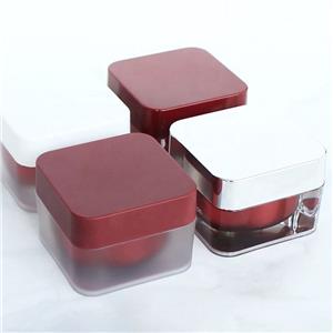 MJ002 Tarros de belleza y cosméticos acrílicos cuadrados rojos