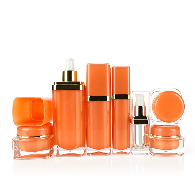 MB011 Orange acrylic square skincare packaging containers