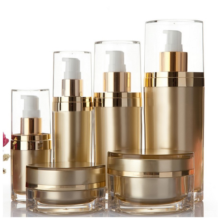 MB012 Gold color oval acrylic beauty packaging bottles