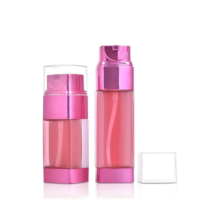 MB109 Red square plastic dual chamber bottles