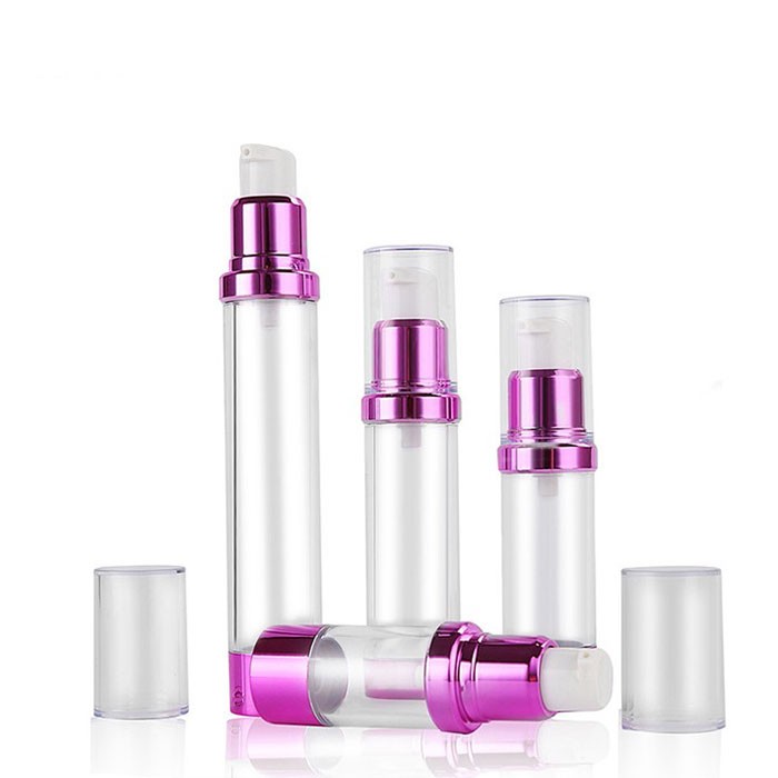 MS016 Refillable clear AS airless containers with silver pump