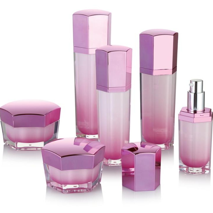 MB015 Hexagon shaped acrylic skincare packaging bottles