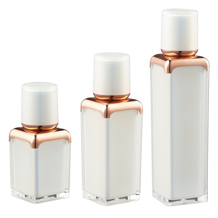 MB023 Acrylic white square cosmetic lotion bottles