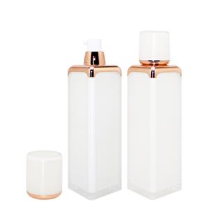MB023 Acrylic white square cosmetic lotion bottles