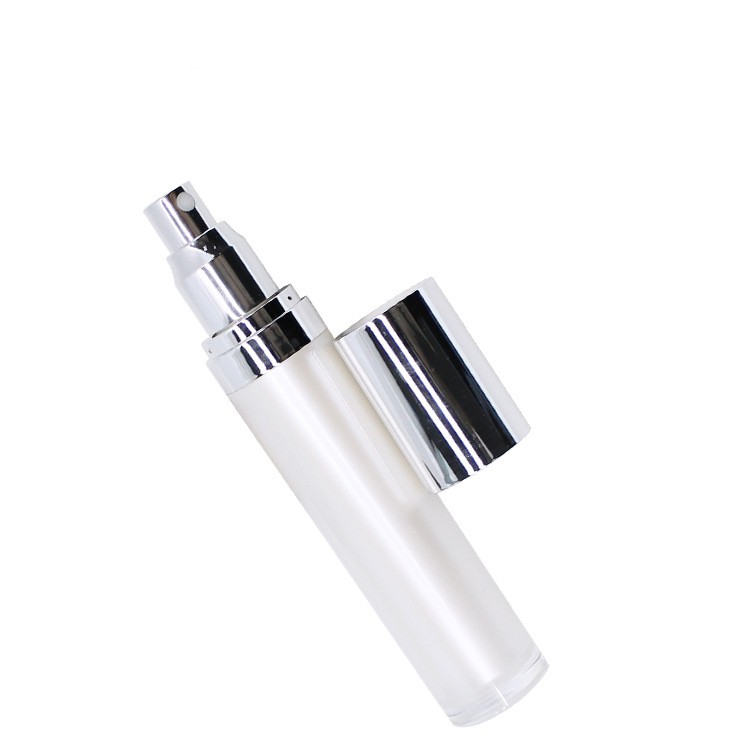 MB027 White tall acrylic spray bottles with silver cap
