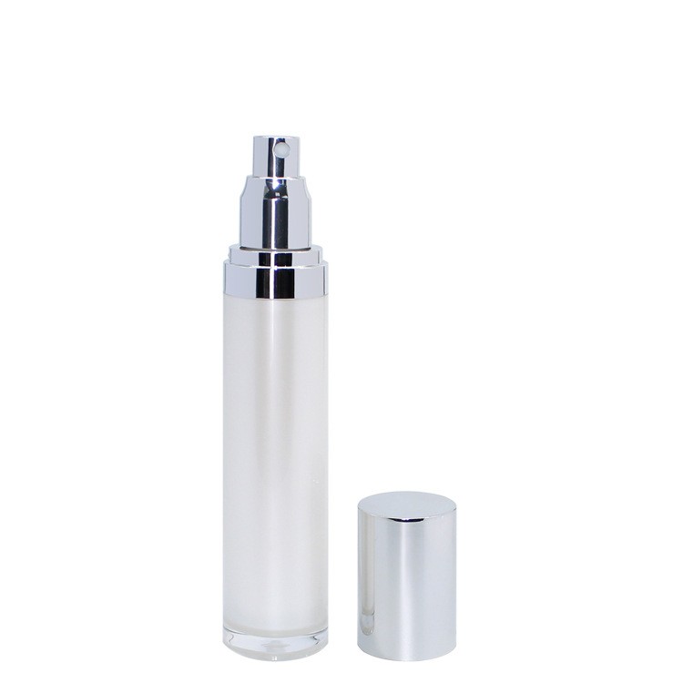 MB027 White tall acrylic spray bottles with silver cap