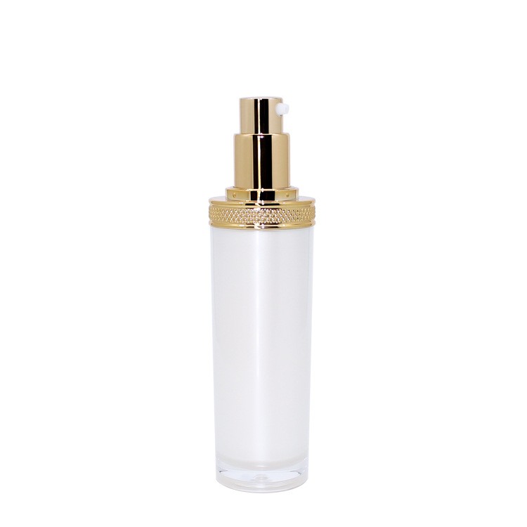 MB031 Pearl white acrylic bottles with gold treatment pump