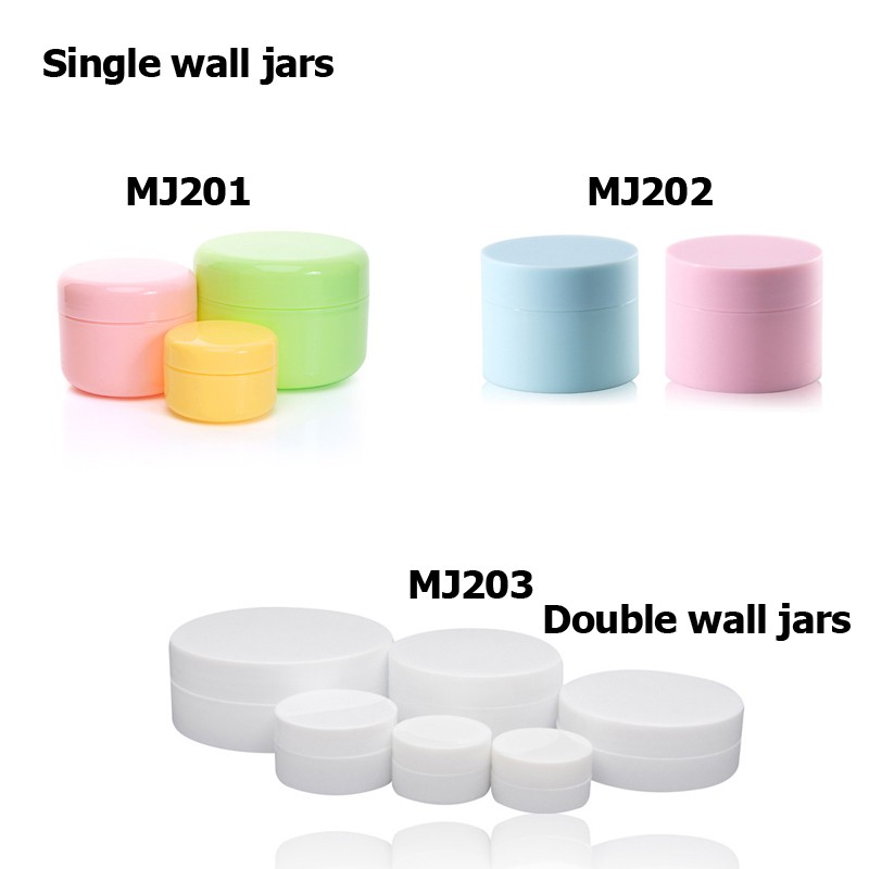 MJ201 - MJ203 classic colorful single wall PP cosmetic jars