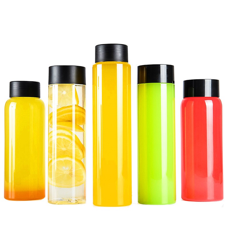 Clear plastic PET beverage bottles
