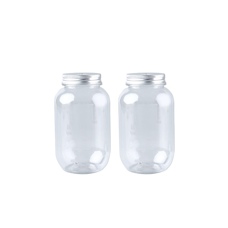 Plastic PET juice cans with aluminum caps