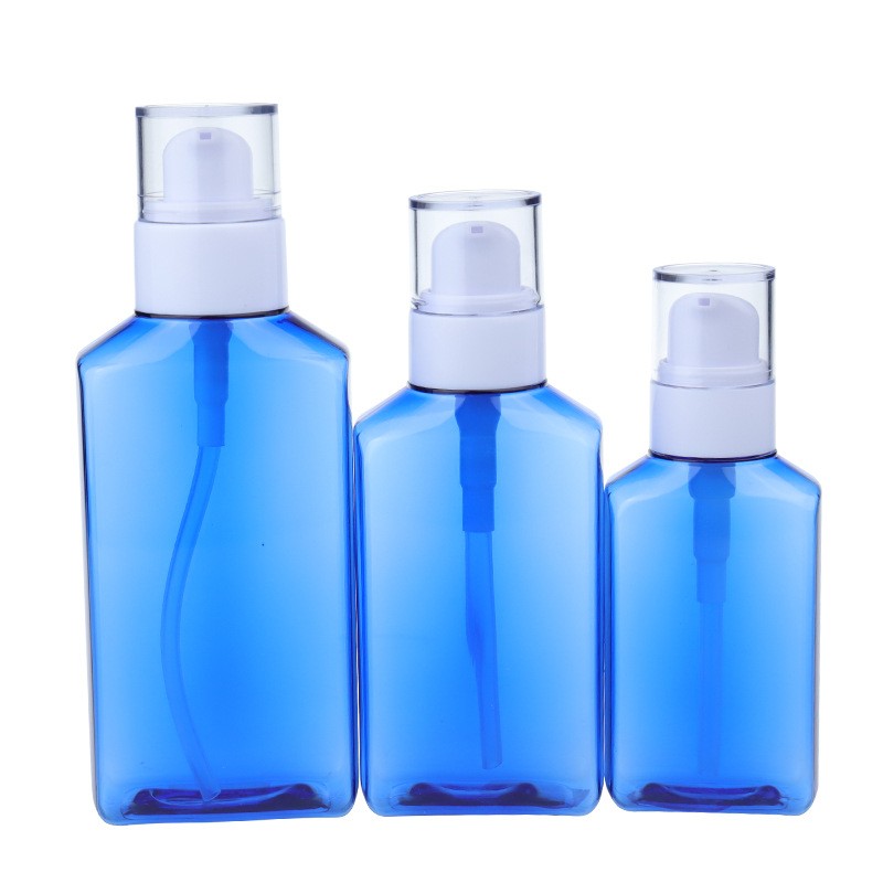 MB208 Blue square plastic PETG beauty packaging bottles