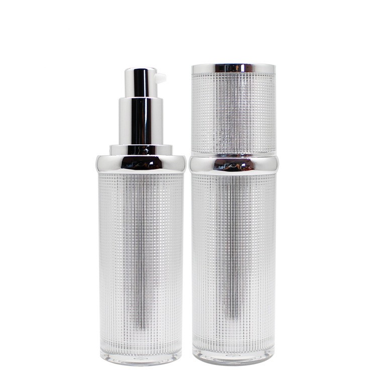 MB029 Brushed silver acrylic personal care packaging bottles