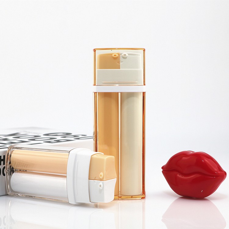 MB124 Clear square dual airless pump containers
