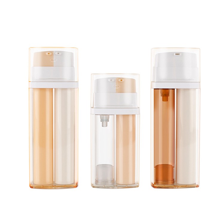MB124 Clear square dual airless pump containers
