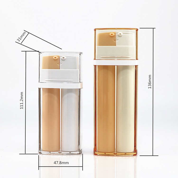 MB124 Clear square dual airless pump containers