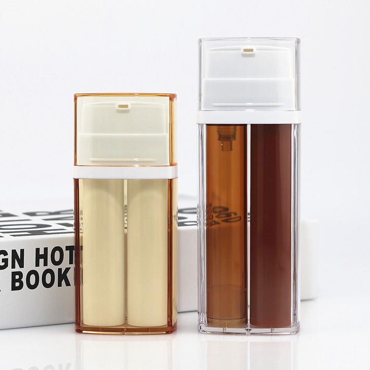 MB124 Clear square dual airless pump containers