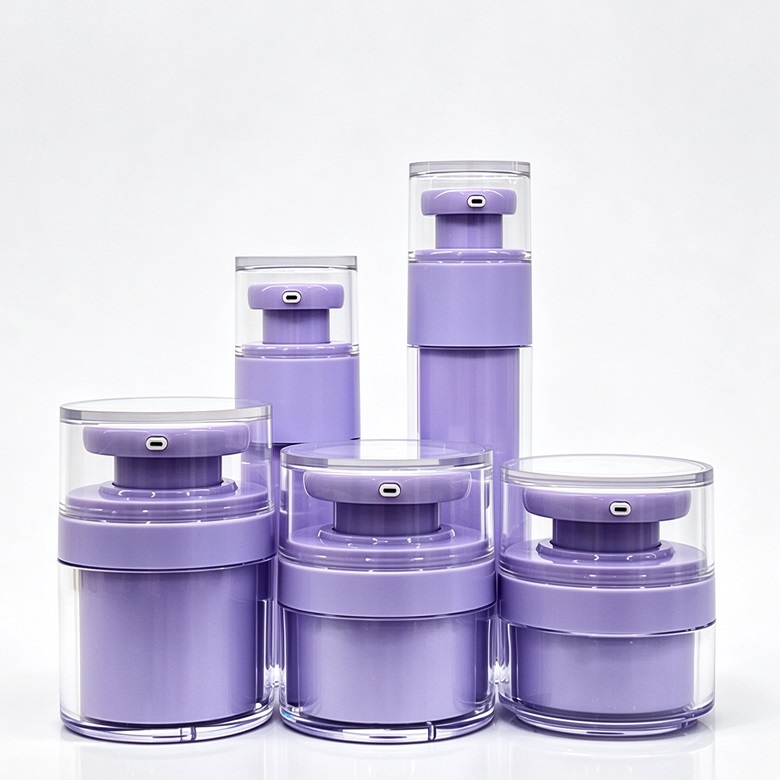 MS011 purple cylinder vacuum pump cosmetic bottles
