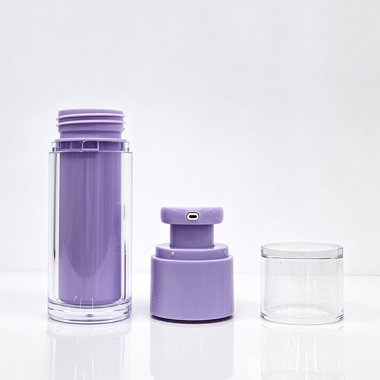 MS011 purple cylinder vacuum pump cosmetic bottles