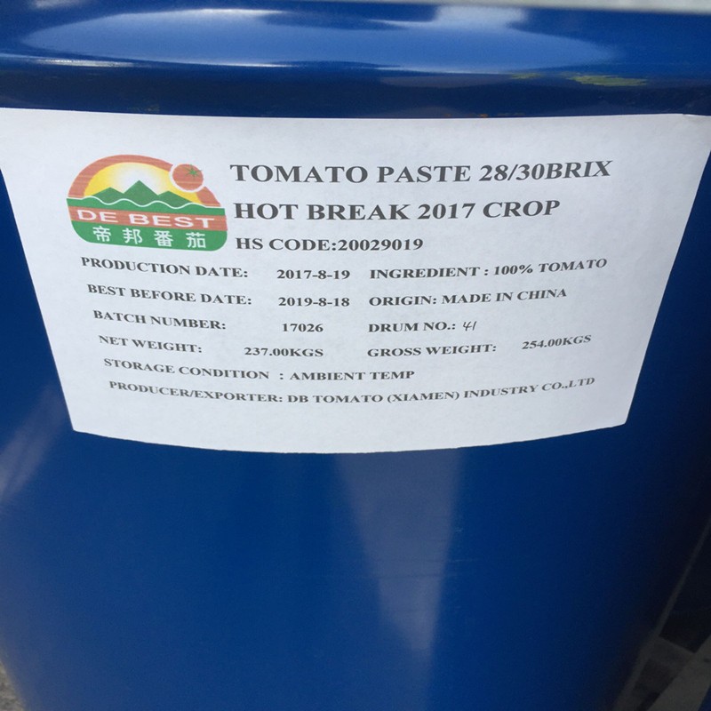 28-30% Pasta de tomate de tambor para rotura en frío 220L