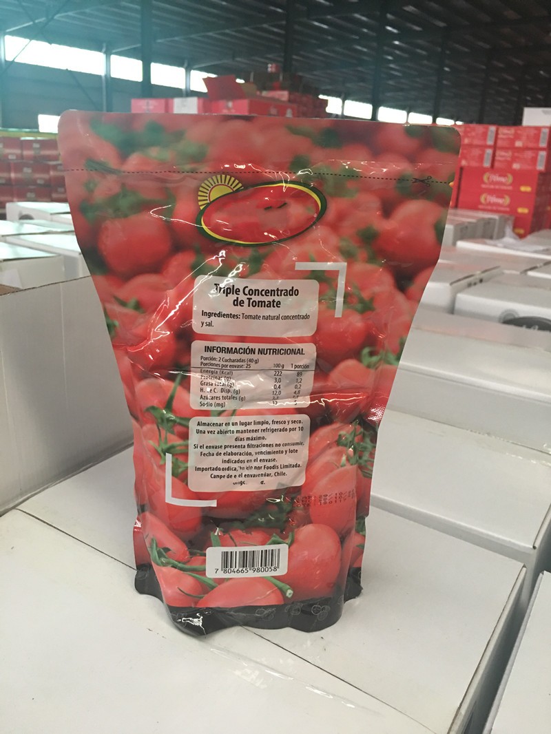 Sachet de 1000 g de concentré de tomates et de sauce tomate