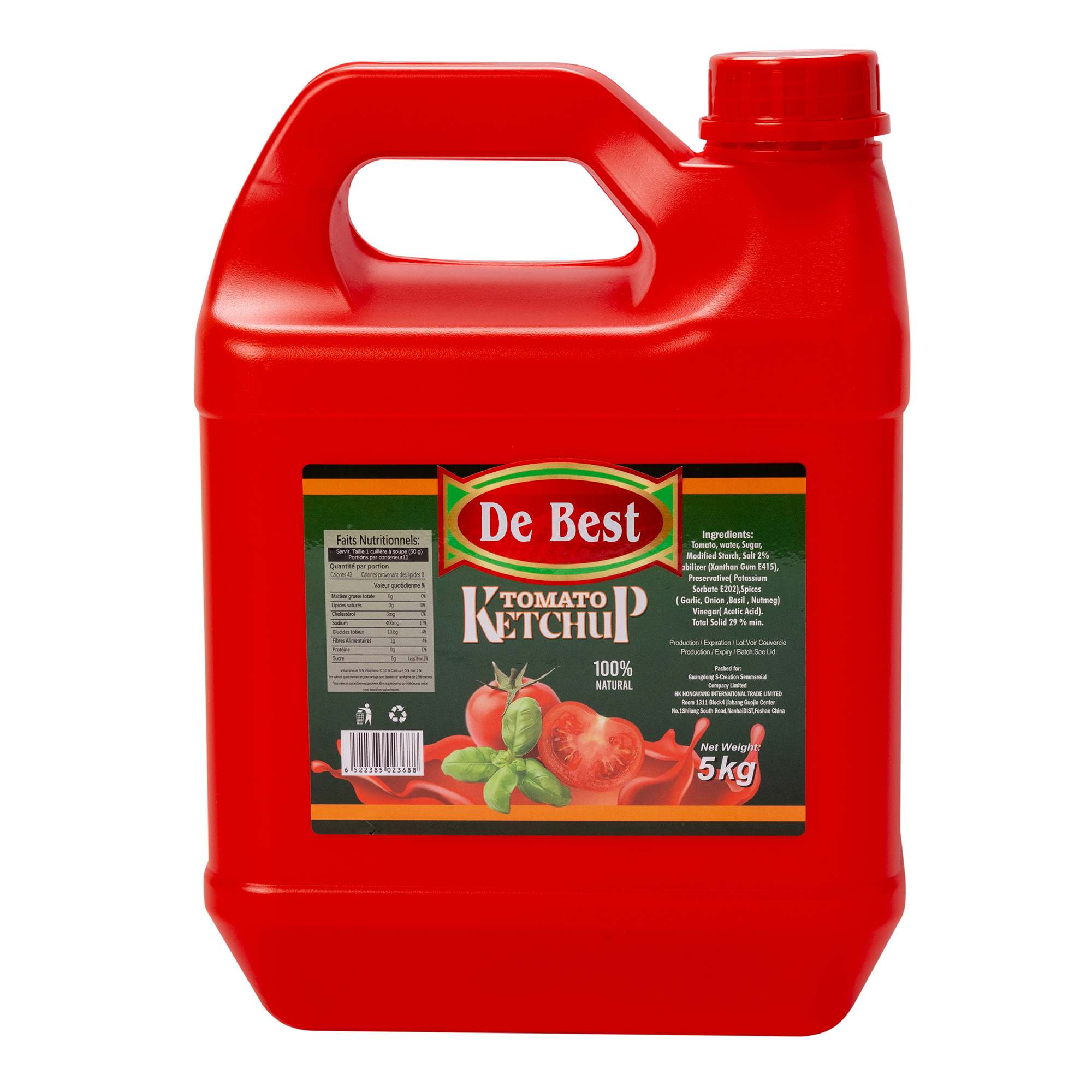 ซอสมะเขือเทศ 5 กก. ในขวดพลาสติก