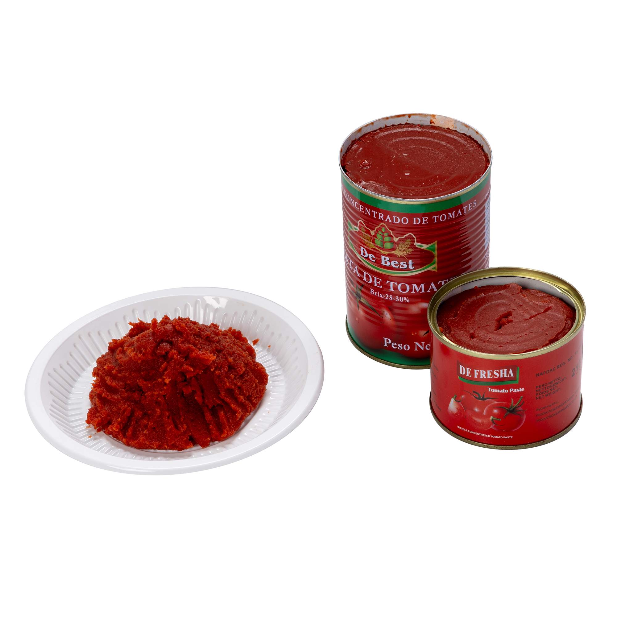 Tomatenmark in Dosen, Tomatensauce mit verschiedenen Paketen