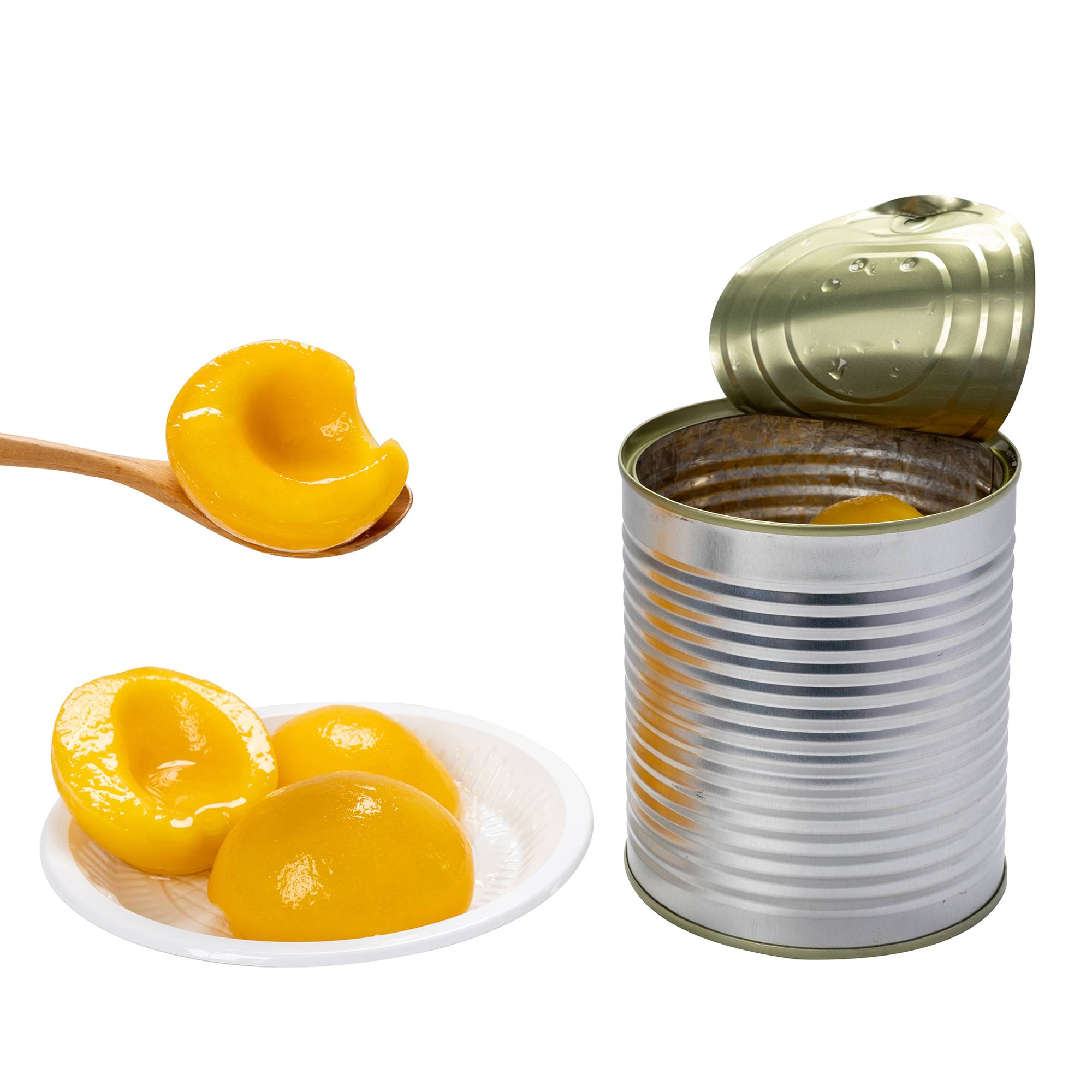 Gelbe Pfirsichhälften aus der Dose in leichtem/schwerem Sirup