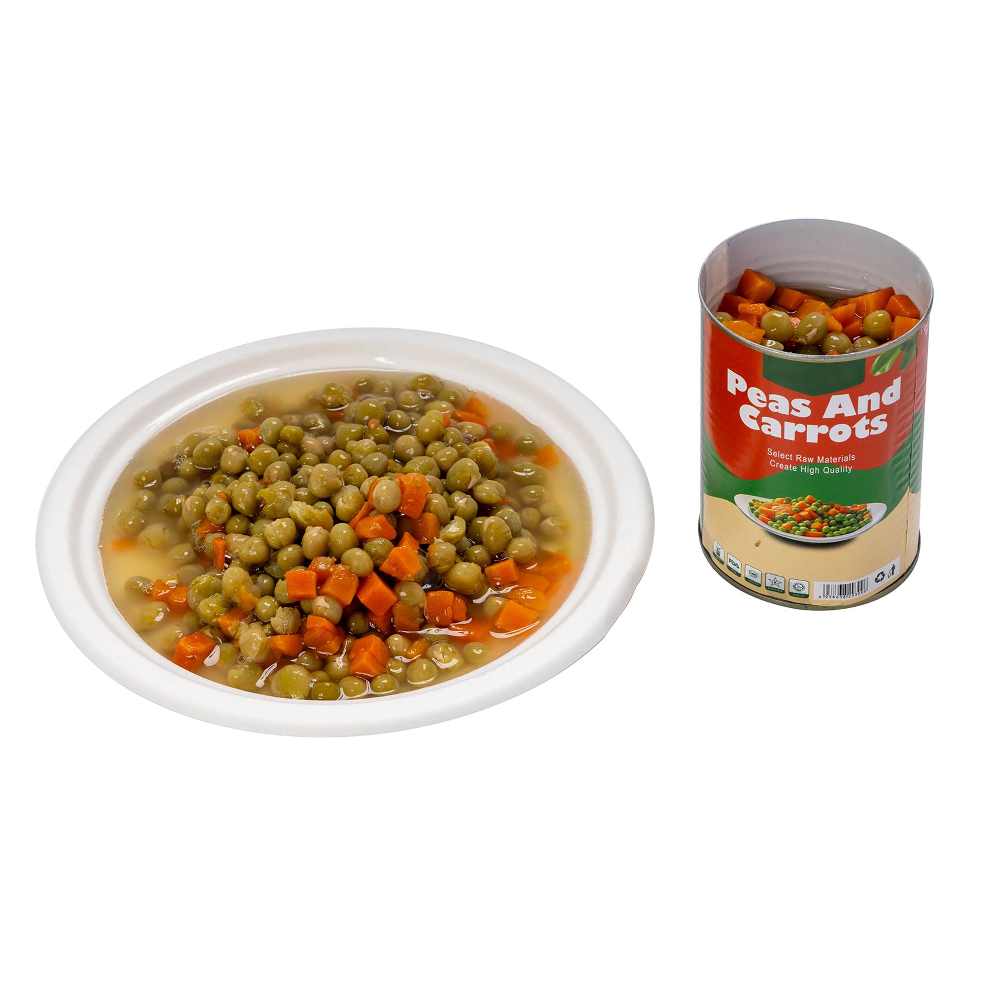 Gemüsemischung aus der Dose: Erbsen und Karotten