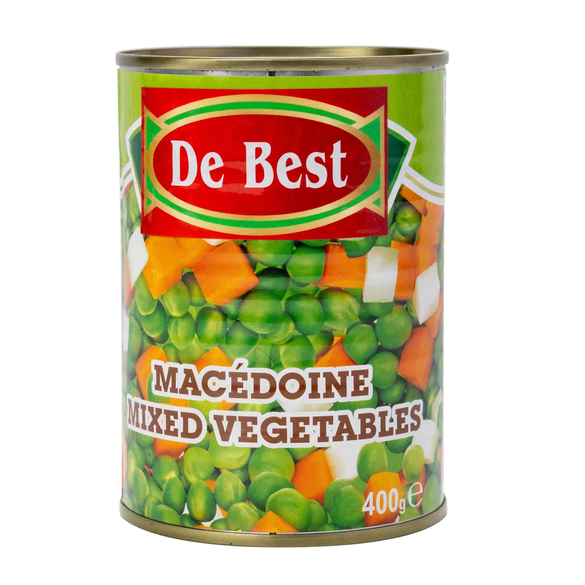 Vegetais mistos enlatados: ervilhas, cenouras e batatas