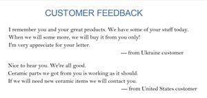 Customer feedback