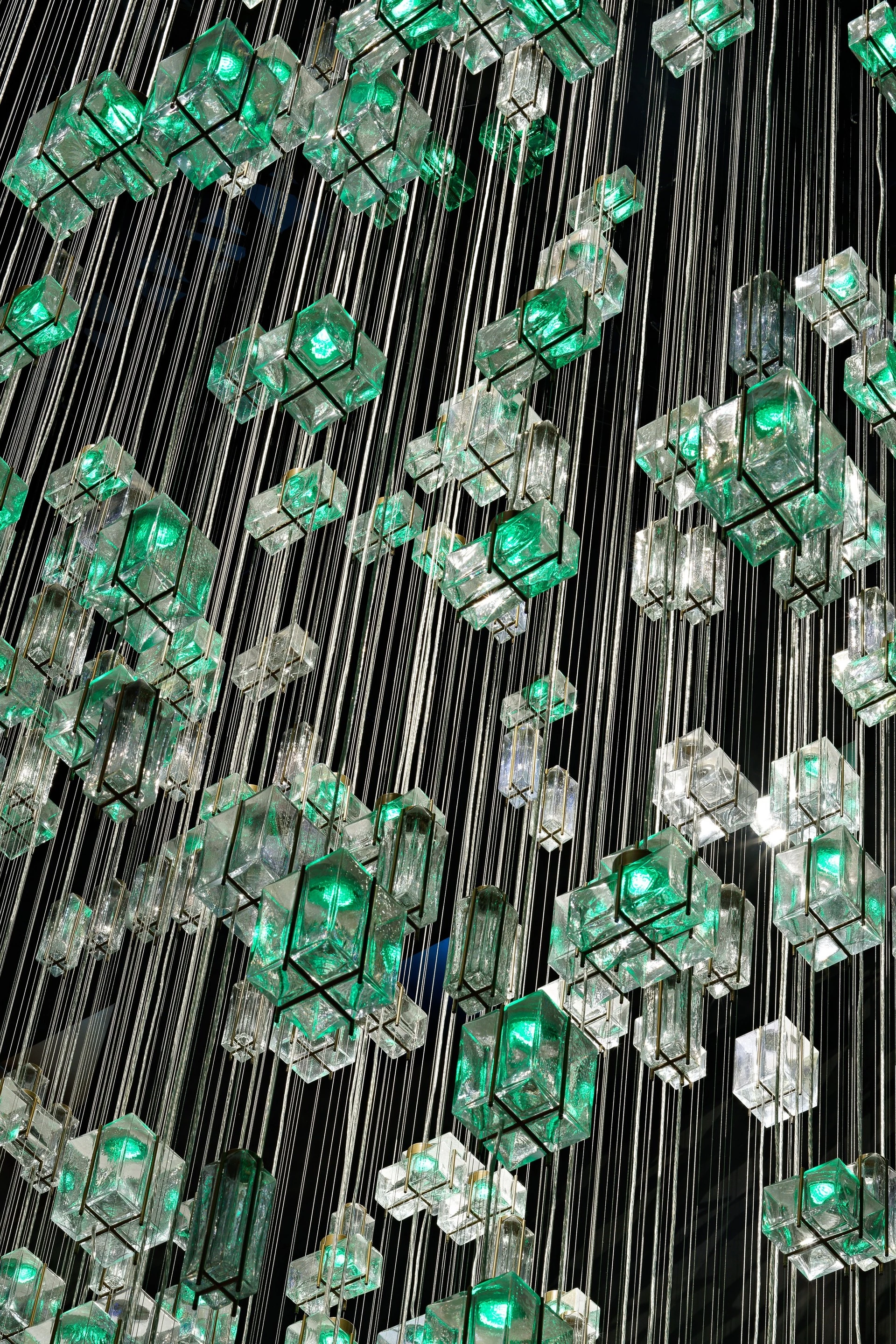 Art Glass cube decorative Modern Design Chandeliers For Hotel Lobby