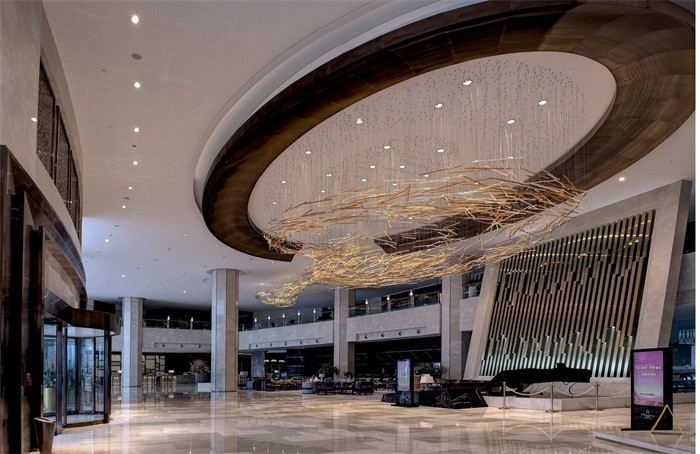 Hotel Custom Large Lobby glass tube Chandelier LED Lighting Fixture