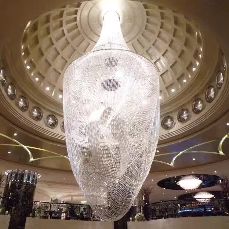 Hotel lobby elegant Crystal bead curtain design chandelier indoor decoration