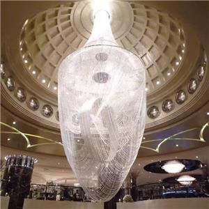 Lobby do hotel elegante cortina de cristal com design lustre decoração interna