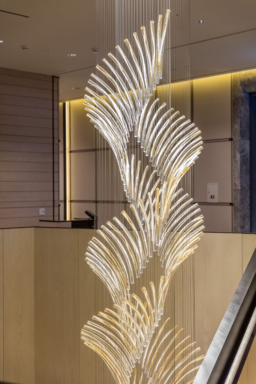 Custom Long Staircases Chandeliers With glass tube decorative for hotel