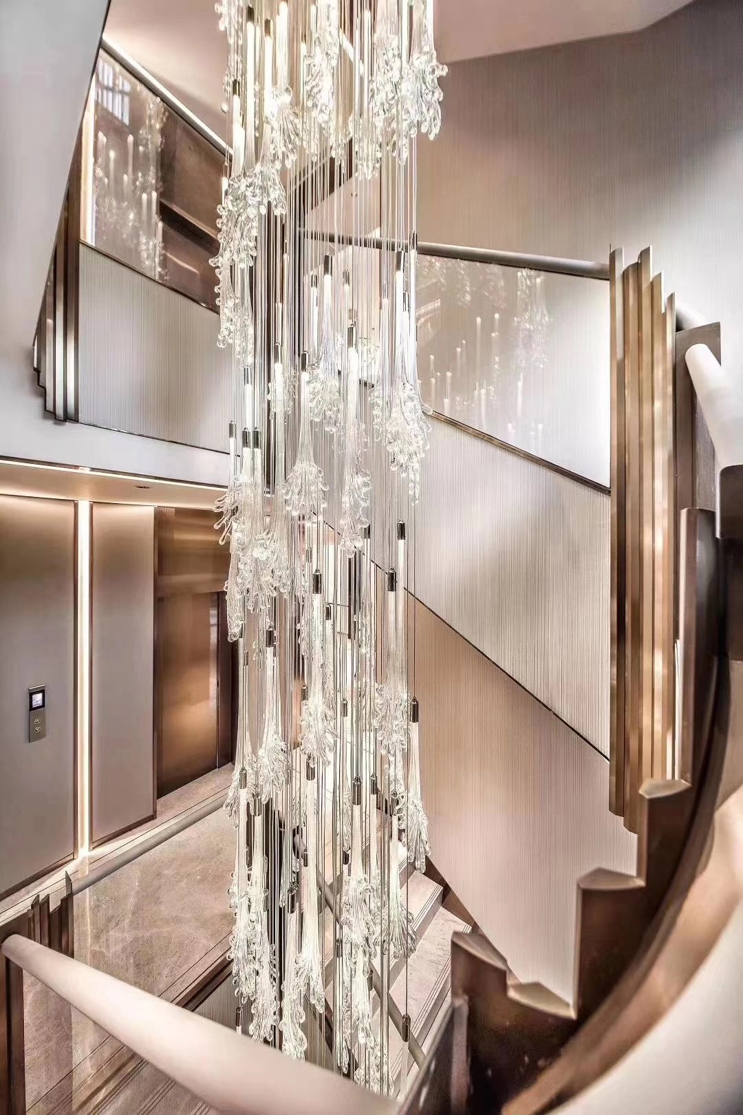 Spiral Stairs Lighting Fixtures art glass pendant chandeliers for hotel project Decoration