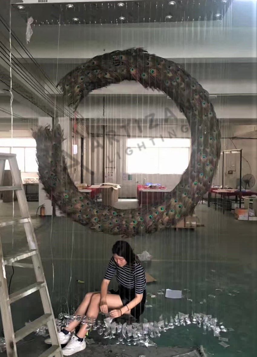 Китай Имитация павлиньего пера декоративное кольцо арт-дизайн люстра для проекта, производитель