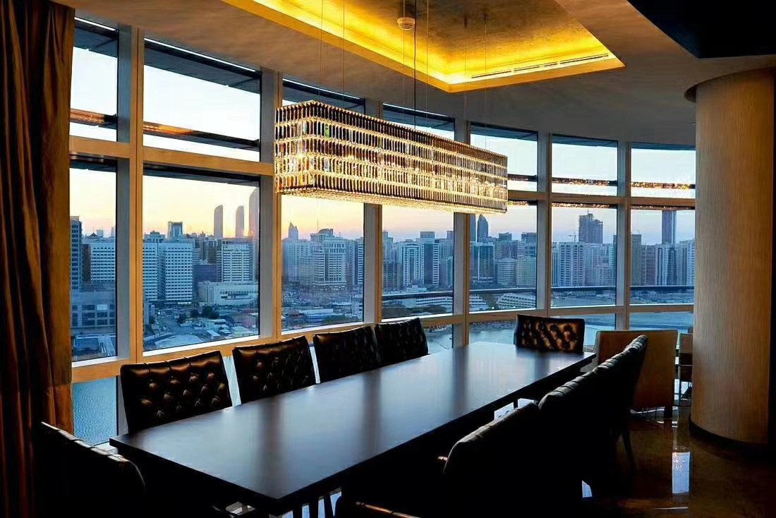 Luxury Crystal Chandeliers long strip design indoor LED For Hotel Corridor